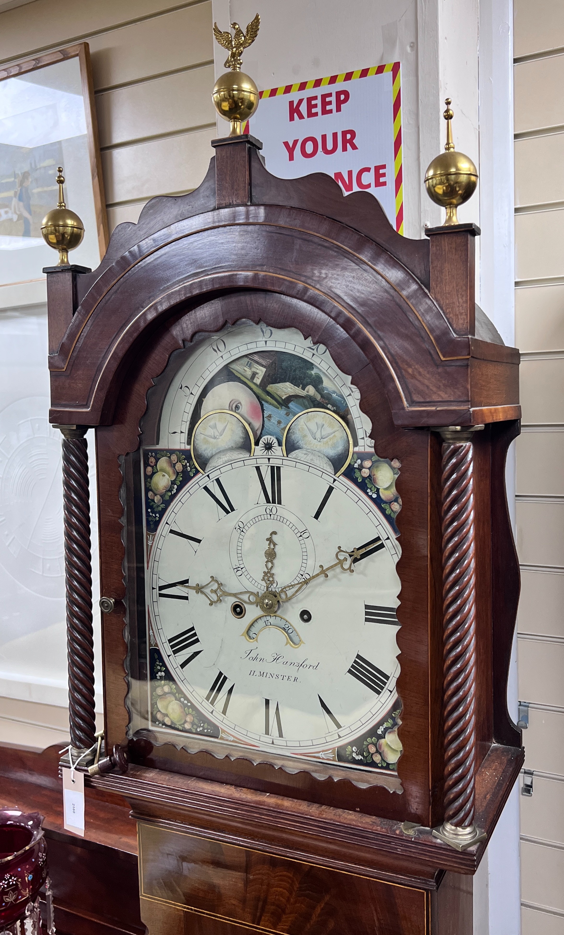 An early 19th century mahogany 8 day longcase clock marked John Hansford, Ilminster, height 225cm